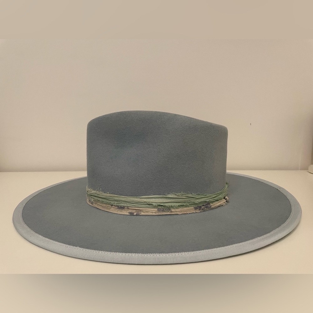 Teressa Foglia New Coastal Sea Felt Hat blue flat 100x Nick Fouquet 58 7 1/4 - Picture 3 of 12